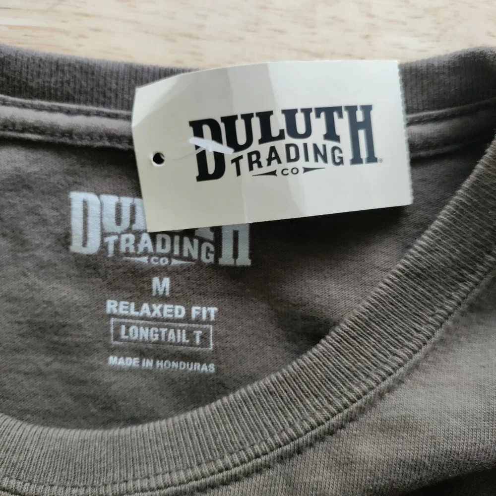 Duluth‎ Trading Co Mens Longtail T Relaxed Fit Long Sleeve Cotton Shirt Brown M